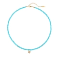 Collana di perle blu con pendente a lettera W dorata decorata con piccoli cristalli - Stile Lettera W (N2712-GO-W)