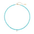Collana di perline turchesi con ciondolo a lettera Y dorato con piccoli strass - Stile Lettera N (N2712-GO-N)