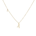 Collana con lettera A in argento 925 placcato oro con zirconi e ciondolo a diamante - Lettera A (SIN241-GO-A)