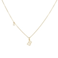 Collana in argento 925 dorato con ciondolo lettera B in zirconi e piccolo solitario tondo - Lettera B (SIN241-GO-B)