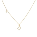 Collana in argento 925 dorato con lettera D in zirconi e pendente a cristallo rotondo - Lettera D (SIN241-GO-D)