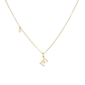 Minimalistische 925 Silberkette mit funkelndem Zirkon-Buchstabe E Anhänger in Gold - Buchstabe E (SIN241-GO-E)