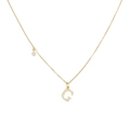 Minimalistische 925 Silber Goldkette mit einem Zirkon Buchstaben G Anhänger - Buchstabe G (SIN241-GO-G)