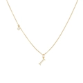 Feine goldene Halskette mit Zirkonia-Buchstabe I Anhänger und kleinem runden Charm - Buchstabe I (SIN241-GO-I)