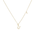 Goldene 925 Silberkette mit Zirkonia besetztem Buchstaben U Anhänger und Einzelkristall - Buchstabe U (SIN241-GO-U)