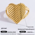 Waterproof gold heart ring in stainless steel with a textured 3D ripple surface - Gold Heart Textured Style (JZ21267)