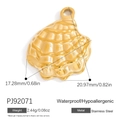 18K gold plated stainless steel seashell pendant charm for DIY jewelry making - Scallop Texture (PJ92071)