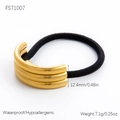 Schwarzes elastisches Haargummi mit 12,4 mm wasserdichtem goldenem Metallelement - Schwarzer Dreilagiger Gebogener Stil (FS71007)