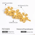 Goldener Dreifach-Blüten-Haarclip mit weißen Perlen und wasserfestem Edelstahl-Finish - Goldener Dreifach-Blumenperlenstil (FS71023)
