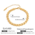 18K gold plated stainless steel hollow leaf chain bracelet with adjustable lobster clasp - Hollow Leaf Chain (SL41480)