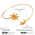 Edelstahl-Armreif mit 18K Goldbeschichtung und Sonne-Mond-Motiv für Damen - Sonne Und Mond Einlagestil (SZ61180)