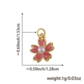 Pendente fiore di ciliegio rosa smaltato con perla e misure dettagliate - Stile fiore n. 4 (Fiore rosa scuro) / Solo Ciondolo (Senza Catena)