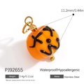 Orange pumpkin Halloween keychain pendant in hypoallergenic stainless steel - Orange 3D Pumpkin (PJ92655)