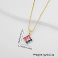 Golden square pendant necklace with tricolor zircon stones on a box chain - Square Style (Style 3)