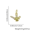 Detailed view of gold genie lamp pendant with white and yellow zircons measuring 1.23cm - Single Accessory / Magic Lamp Style (Style 2) / Gold