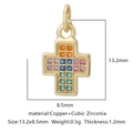 Specifiche dettagliate delle dimensioni del ciondolo a croce in zirconi colorati - Stile Croce Zirconia Multicolore (Stile 4)