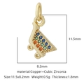 Ciondolo mini carrello della spesa in rame dorato con zirconi colorati - Zirconia Multicolore Stile 10