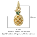 Dimensioni dettagliate del ciondolo a forma di ananas con zirconi verdi e gialli - Forma Ananas Multicolore (Zirconia Multicolore Stile 26)