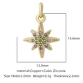 Dettaglio del ciondolo a stella in rame con zirconi colorati e misure 14,6x12mm - Zirconia Multicolore Stile 11