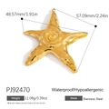 Golden stainless steel starfish pendant with textured finish and spiral center detail - Large Textured Starfish Pendant (PJ92470)