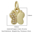 Ciondolo a farfalla di tendenza in rame con zirconi dorati da 9,8x8,6 mm - Design a Farfalla / Zirconia Bianca Stile 1