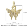 Ciondolo a farfalla dorato in rame con zirconi per la creazione di gioielli fai-da-te - Design a Farfalla / Zirconia Bianca Stile 2