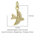 Ciondolo a forma di uccello dorato con zirconi per la creazione di gioielli fai da te - Stile Uccello / Zirconia Bianca Stile 4