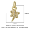 Ciondolo a libellula dorata con zirconi bianchi per gioielli DIY 11,4x6,6mm - Zirconia Bianca Stile 5