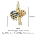 Ciondolo a palma in rame dorato con zirconi blu e arancioni incastonati in micro-pave - Zirconia Multicolore Stile 1