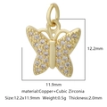 Ciondolo a farfalla dorato in rame con zirconi cubici di dimensioni pari a 12,2x11,9 mm - Stile Farfalla Zirconia Bianca (Stile 5)