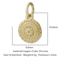 Ciondolo tondo vintage in rame dorato con zirconi e bordo con trama intrecciata - Zirconia Bianca Stile 7