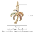 Ciondolo a palma di cocco in rame dorato con pietre di zircone cubico colorate - Zirconia Multicolore Stile 2