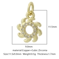 Ciondolo sole in ottone dorato con zirconi incastonati per creazione gioielli - Zirconia Bianca Stile 8