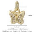 Ciondolo a farfalla in rame dorato con intarsio in zirconia per creazione gioielli - Stile Farfalla Zirconia Bianca (Stile 6)