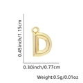 Specifiche dettagliate delle dimensioni del ciondolo dorato lettera D con finitura lucida - Solo ciondolo / Oro 18K-D