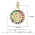 Pendaglio in rame dorato con pietre di zircone colorate e incisioni in rilievo dettagliate - Zirconia Multicolore Stile 4