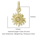 Ciondolo sole dorato con zircone per creazione gioielli fai-da-te 10.0x8.3mm - Zirconia Bianca Stile 10