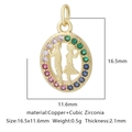 Ciondolo ovale dorato con zirconi arcobaleno e sagoma di coppia che balla - Zirconia Multicolore Stile 5