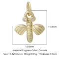 Ciondolo ape dorata in rame e zirconi 11,4x10,6mm per la creazione di gioielli fai da te - Stile Ape Zirconia Bianca (Stile 9)