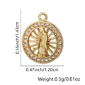 Dettaglio dimensioni del ciondolo Maria Vergine dorato con zirconi e misure - Forma Radiante Circolare (Stile 2) / Solo Pendente (Senza Catena)
