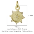 Pendaglio stella ottagonale in rame placcato oro con zirconi per gioielli fai da te - Zirconia Bianca Stile 13