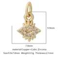 Ciondolo occhio in rame dorato con zirconi incastonati, dimensioni 9,9x7,8 mm - Stile Stella Zirconia Bianca (Stile 11)