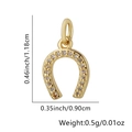 Macro detail of a gold horseshoe pendant with zircon pavé setting and size measurements - Horseshoe Style (1543) / Pendant Only (Without Chain) / Gold Horseshoe Style (1543)