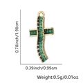 Detail view of 18k gold cross pendant with green stones and precise dimension markings - Streamline Green Cross Pendant Only (Without Chain) (Style 24)