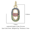 Ciondolo a capsula dorata con zirconi colorati e intaglio a cuore per gioielli fai-da-te - Zirconia Multicolore Stile 14