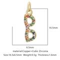 Ciondolo lettera B in rame dorato con zirconi arcobaleno per collane fai da te - Zirconia Multicolore Stile 15