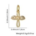 Golden 18k plated cross pendant with heart and zircon wings, 1.5cm by 1.26cm dimensions - Angel Heart Cross Pendant Only (Without Chain) (Style 1)