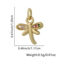 Detailed dimension view of gold plated dragonfly pendant with colored zircons - Dragonfly Shape (Style 8)