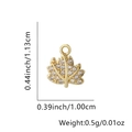Goldener Ahornblatt-Anhänger mit Zirkon-Kristallen, Höhe beträgt etwa 1,13 cm - Pave-Ahornblatt (Stil L) / Nur Anhänger (Ohne Kette)