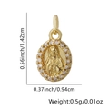 Pendaglio Madonna placcato oro con zirconi e dettagliate misure dimensionali - Madonna Ovale Classica (Stile 6) / Solo Pendente (Senza Catena)
